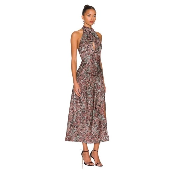 NICHOLAS Aline Cross Over Halter Midi Dress with Side Gather - Picture 5 of 8